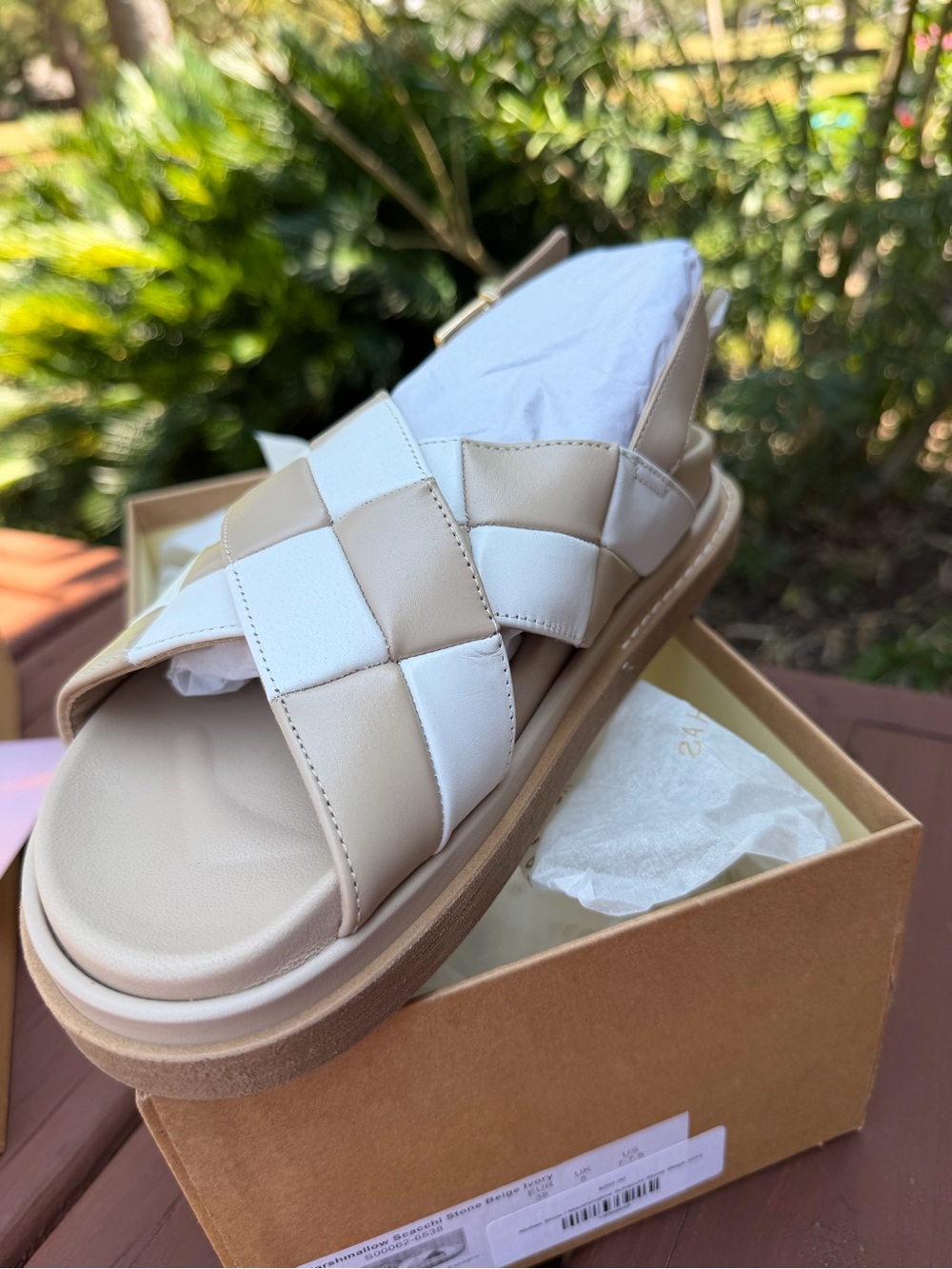 ALOHAS Marshmallow Scacchi Leather Sandals US 7-7.5 EU 38 $250 - Picture 7 of 9